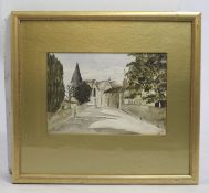 French Watercolour by Stubbs Set in Gilt Frame