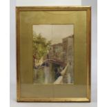 Early 20th c. Venetian Watercolour Set in Gilt Frame