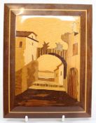 Italian Inlaid Wall Panel Bridge over Street