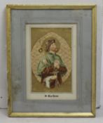 Antique Illuminated Watercolour of Saint Rochus