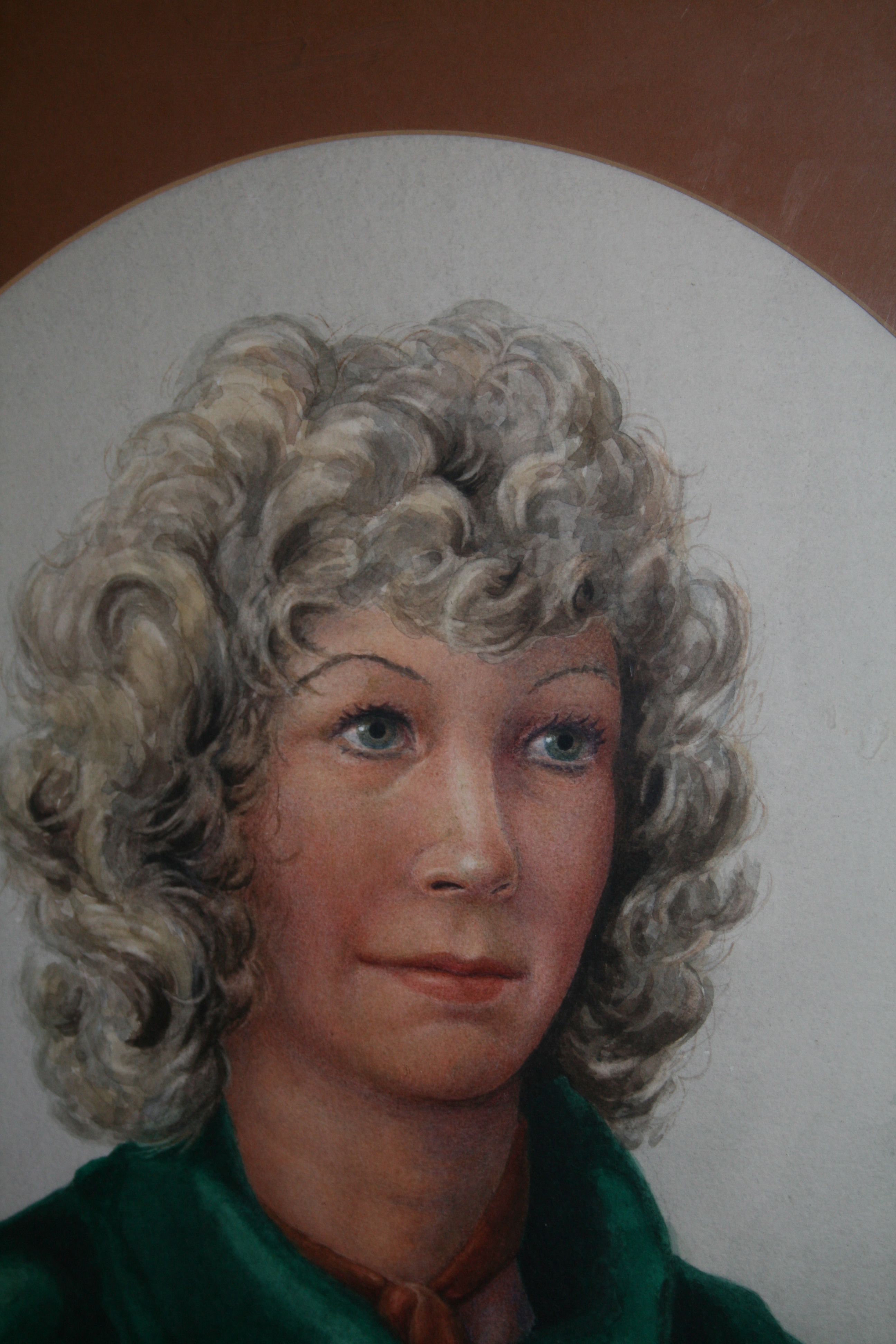 Oval Watercolour Portrait by C.R.Poole (English, 20th c.) - Image 3 of 8