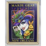 Original 1989 Mardi Gras New Orleans Poster Framed