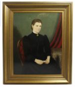 Victorian Portrait Lady in Mourning Set in Gilt Frame