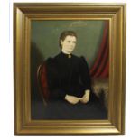 Victorian Portrait Lady in Mourning Set in Gilt Frame