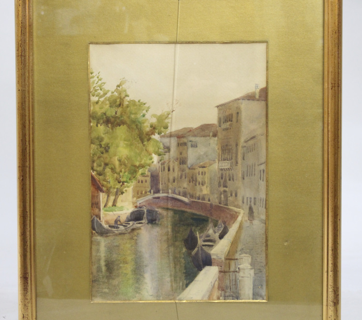 Early 20th c. Venetian Watercolour Set in Gilt Frame - Image 2 of 4