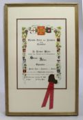 French Chevalier Certifcate Impressed Wax Seal Framed
