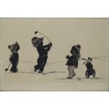 Children Golfing Silhouette Print by Frances Lennon