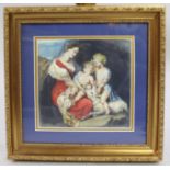 19th c. Italian Madonna & Child Watercolour Framed