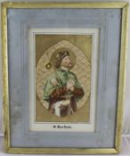 Antique Illuminated Watercolour of Saint Rochus