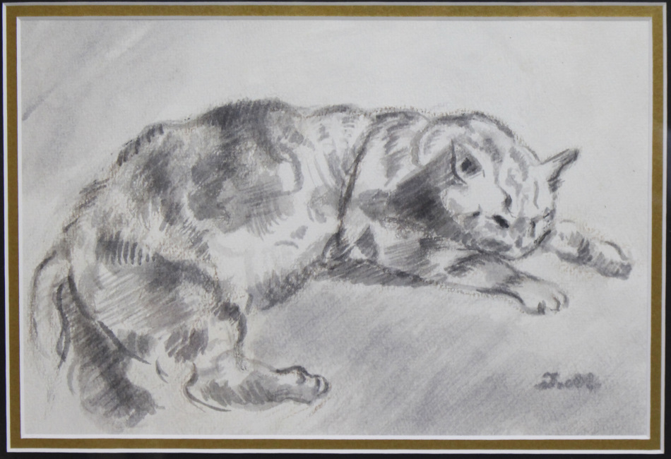 Ink Drawing of Cat Framed - Image 2 of 3