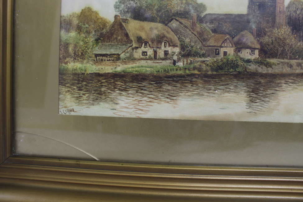 Edwardian English Landscape Print Signed Clifford - Image 2 of 3