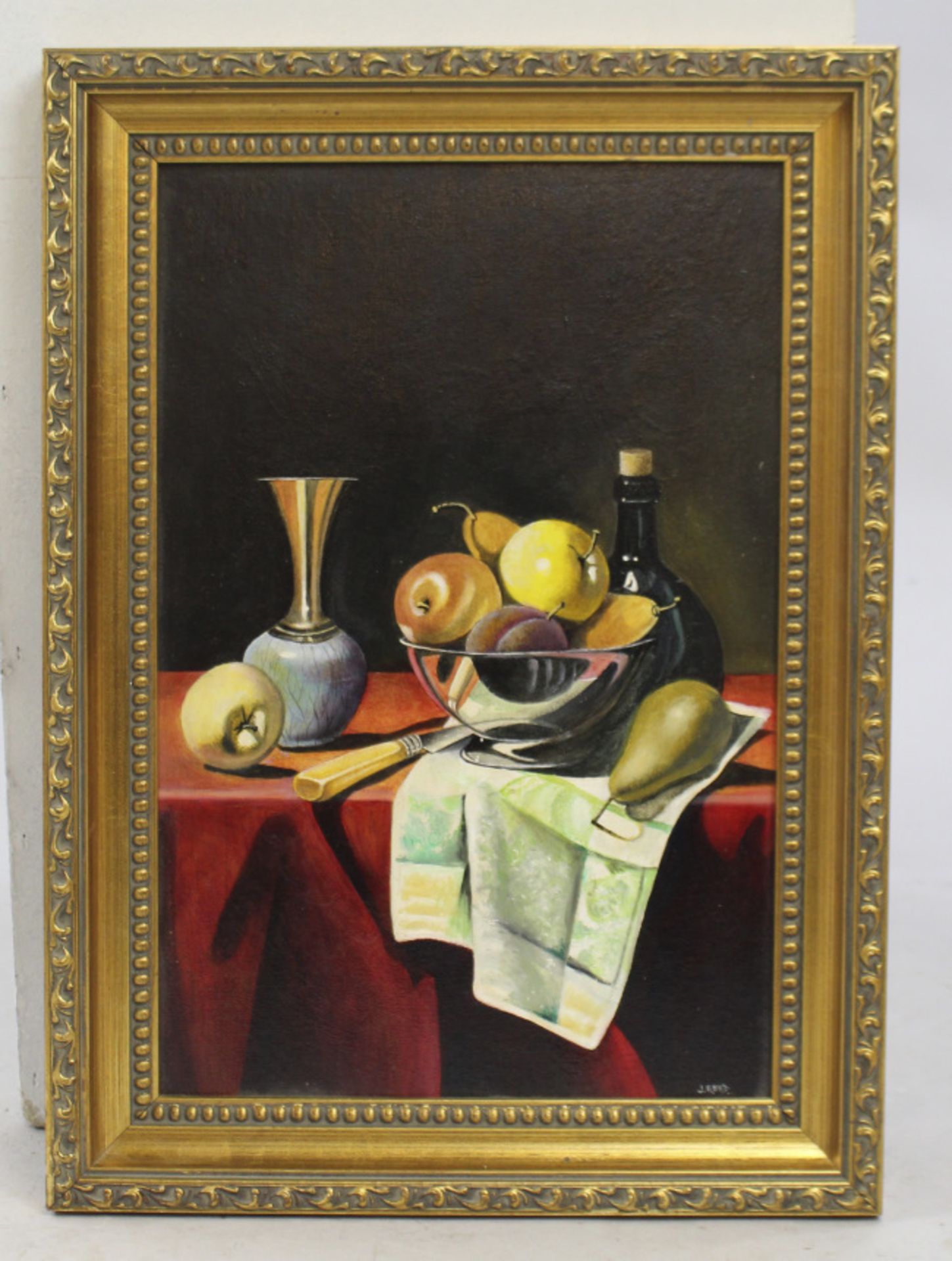 Golden Age Style Still Life by J.Reed Oil on Board