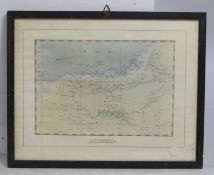 Travels of W.Thesiger 1951 Journal Map Framed