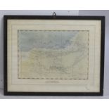 Travels of W.Thesiger 1951 Journal Map Framed