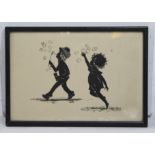 Children Blowing Bubbls Silhouette Print by Frances Lennon