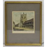 Guild Chapel Stratford upon Avon Signed Coloured Engraving