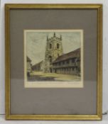 Guild Chapel Stratford upon Avon Signed Coloured Engraving