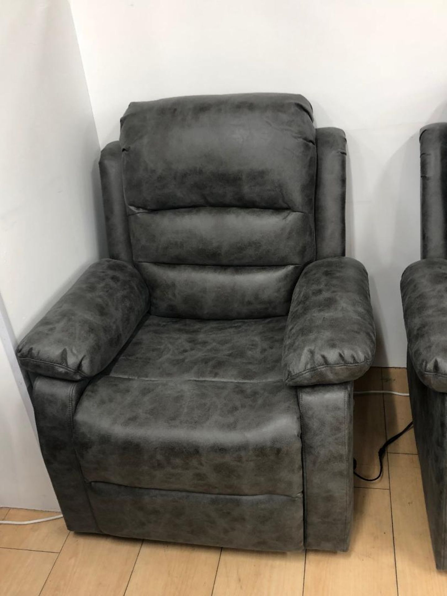 Brand new boxed Cartier 3 seater plus 2 seater plus arm chair in grey plush velvet suede fabric - Image 4 of 4
