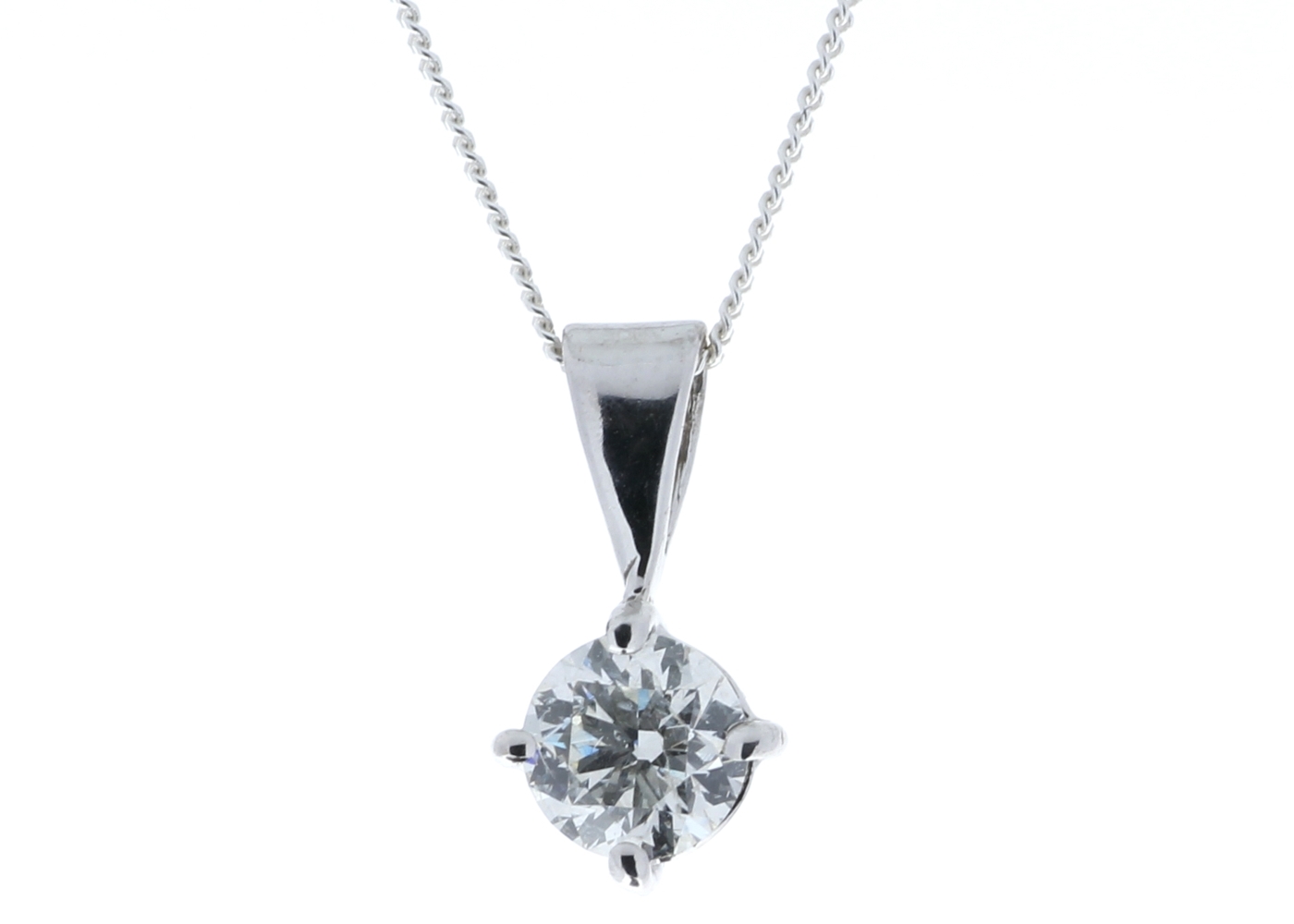 18ct White Gold Wire Set Diamond Pendant 0.70 Carats