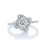 18ct White Gold Halo Set Ring 0.96 Carats