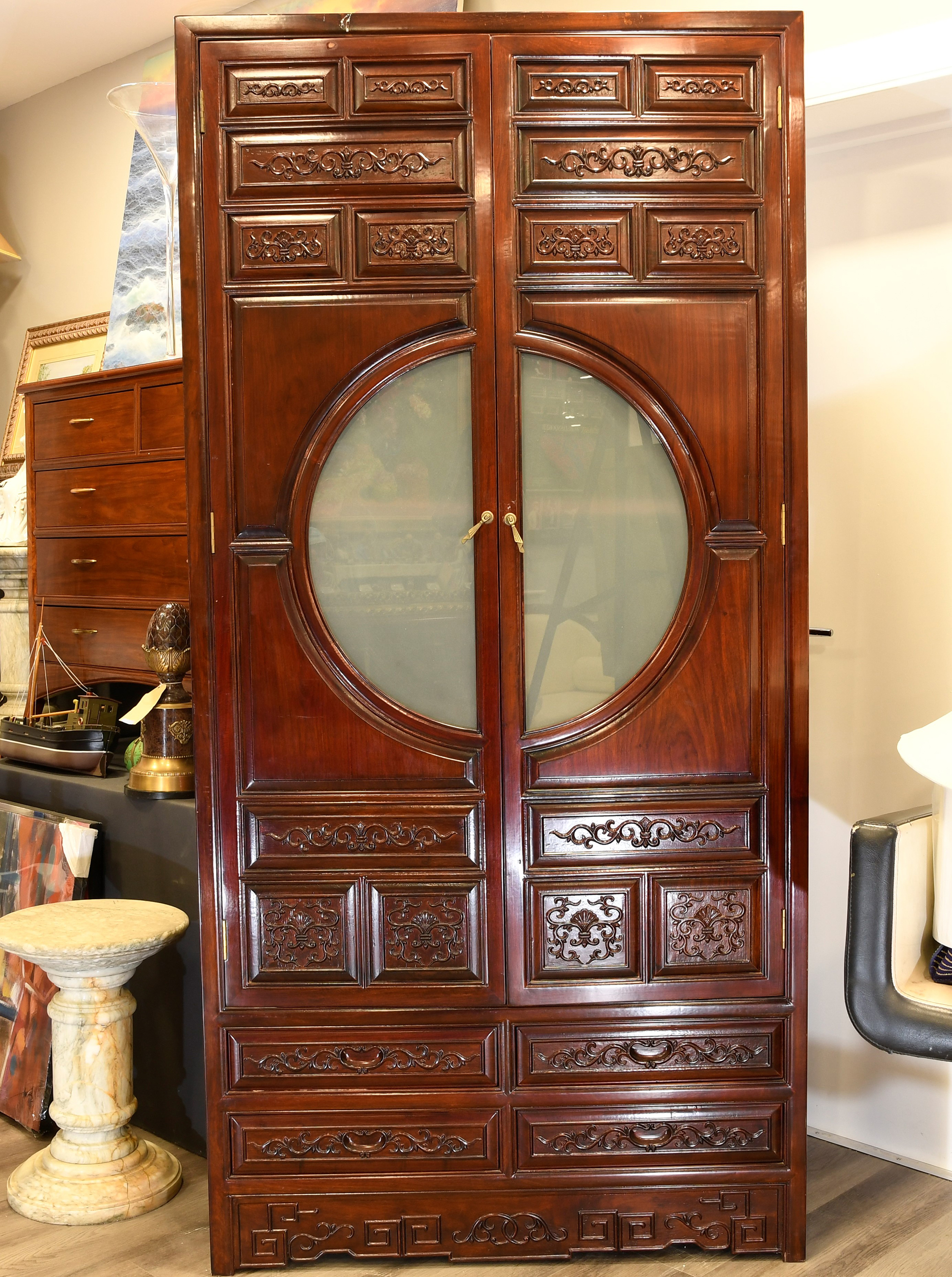 Solid Rosewood Hand Carved Cabinet
