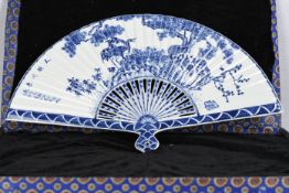 Blue and White Porcelain Fan