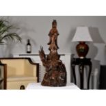 Hand Carved Wood Chinese Guan Yin Figure