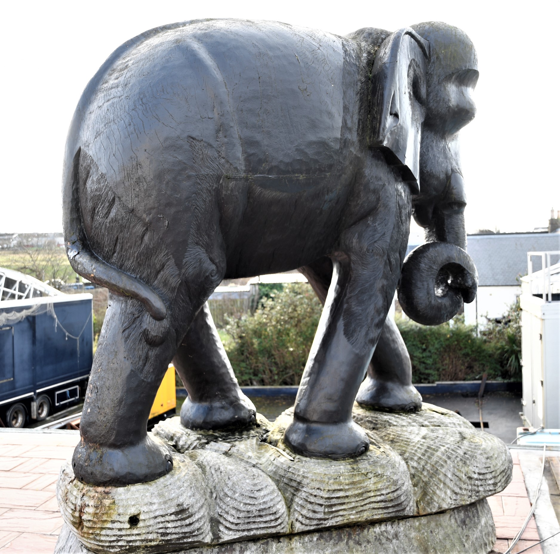 Amazing Life Size Hand Carved Wooden Elephant - Image 5 of 5