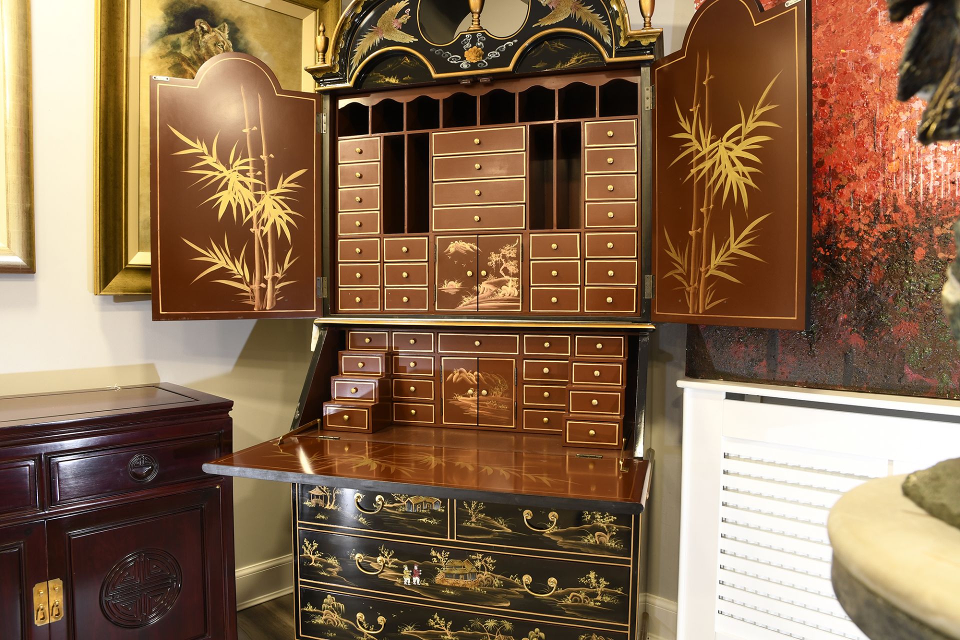 Hand Painted Writing Cabinet - Image 4 of 5