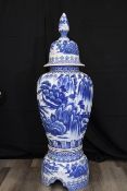 Blue and White Porcelain Hand Painted Temple Jar