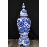 Blue and White Porcelain Hand Painted Temple Jar