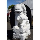 Large 5Ft Pair Of Solid Marble Lions