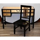 Lacquered Gold Leaf Inlayed Desk and Chair