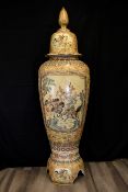 Large Hand Painted Porcelain Temple Jar