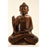 Large Hand Carved Wooden Buddha