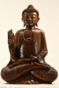 Large Hand Carved Wooden Buddha