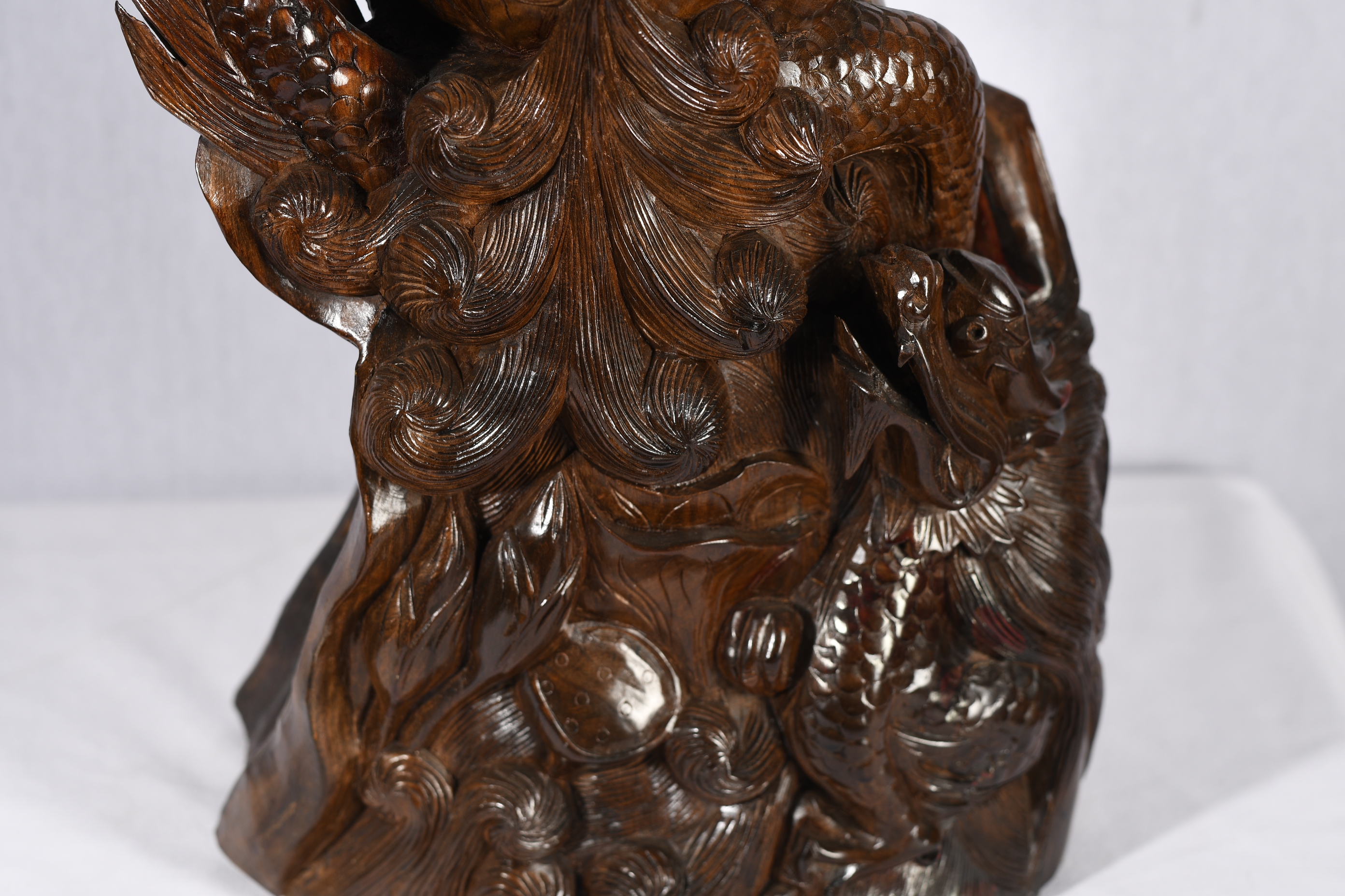 Hand Carved Wood Chinese Guan Yin Figure - Image 3 of 6