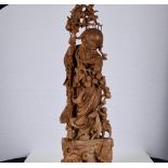 3ft Stunning Hand carved Wooden Oriental Figure