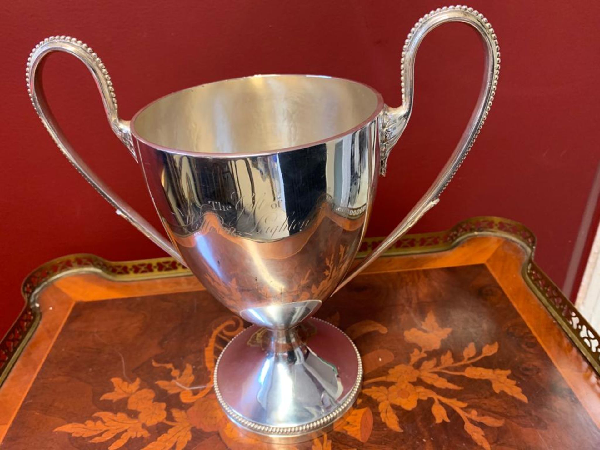 Silver trophy, William Barrett II 1926 London George IV - Image 3 of 6