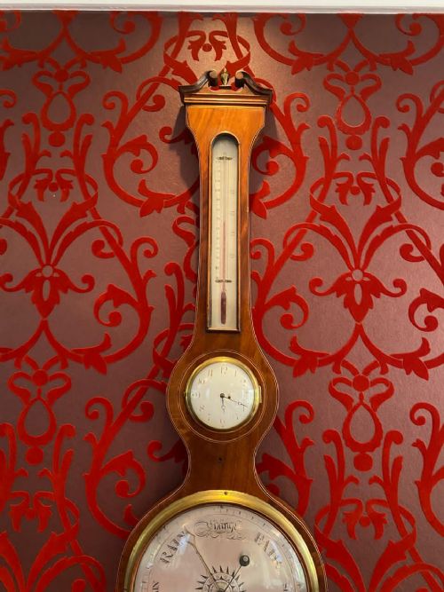 George the III barometer with clock with verge escapement. Maker Charles Pitsalla circa 1780 - Verge - Image 2 of 8