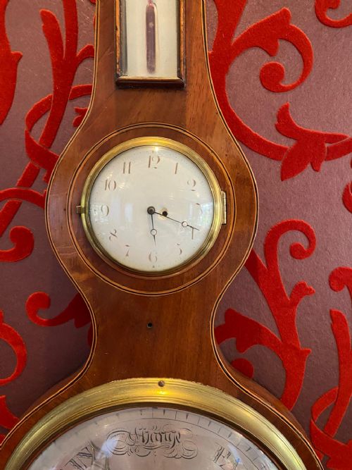 George the III barometer with clock with verge escapement. Maker Charles Pitsalla circa 1780 - Verge - Image 4 of 8