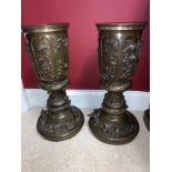 Pair of bronze garden urnes