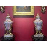 Mid 19th-Century Magnificent Bronz Ormolu Urns With Pink Marble And Lids.