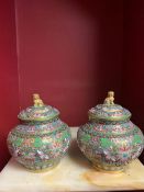 Chinese Cloisonne Lidded Jars Lion Finial