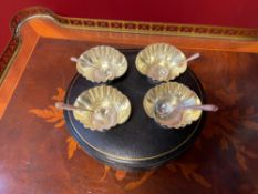 Silver Caviar Plate With Four Silver Spoons