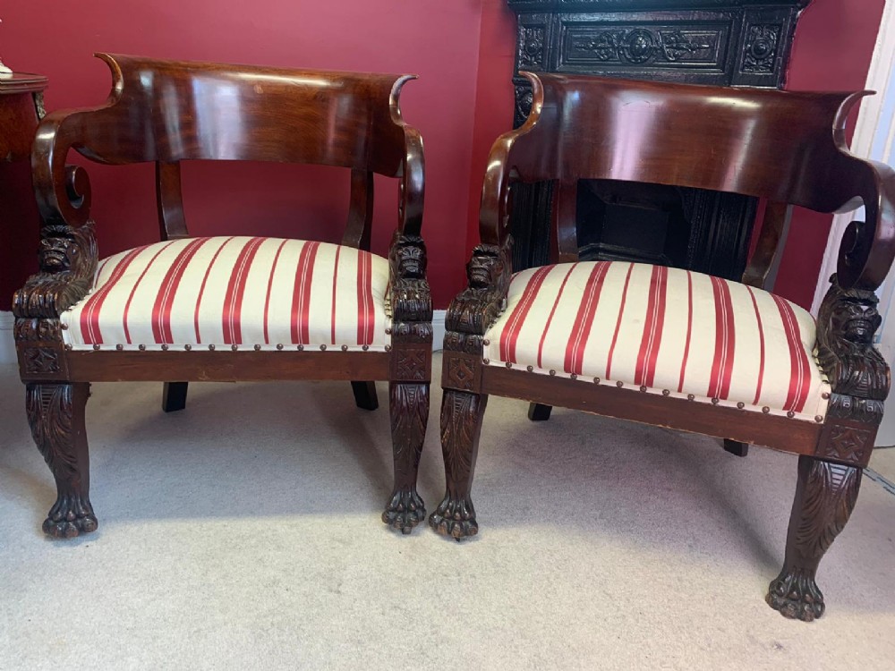 Pair of Mahogany Chairs, 19th-Century