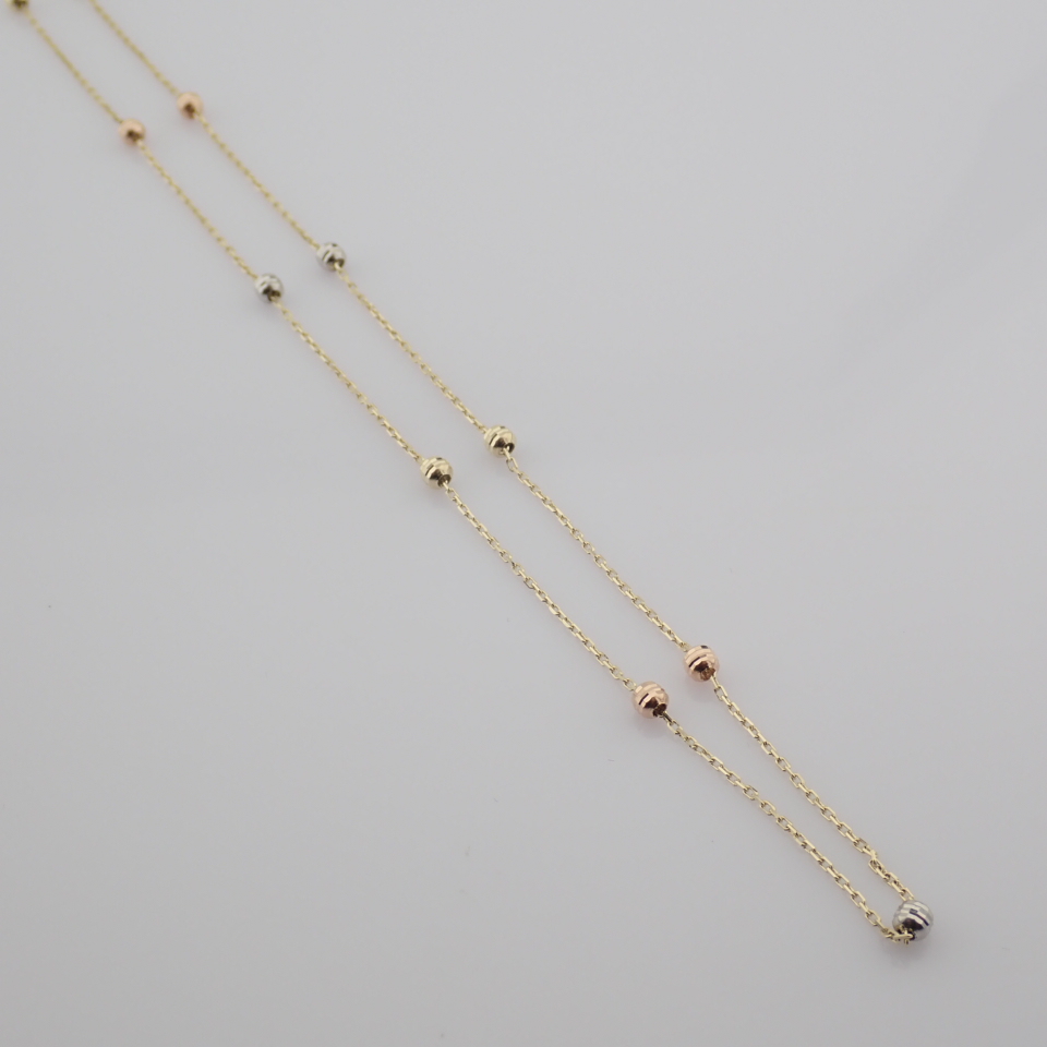 42 cm (16.5 in) Necklace. In 14K Tri Colour White Yellow and Rosegold - Image 2 of 7