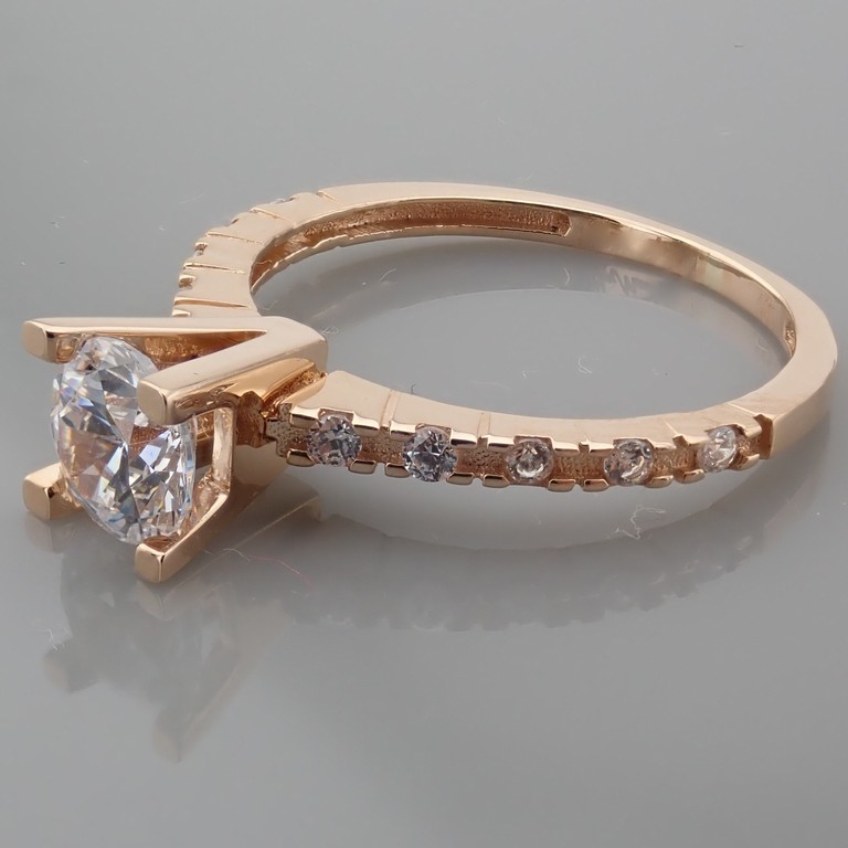 14K Rose/Pink Gold Ring - Swarovski Zirconia Solitaire. - Image 2 of 5