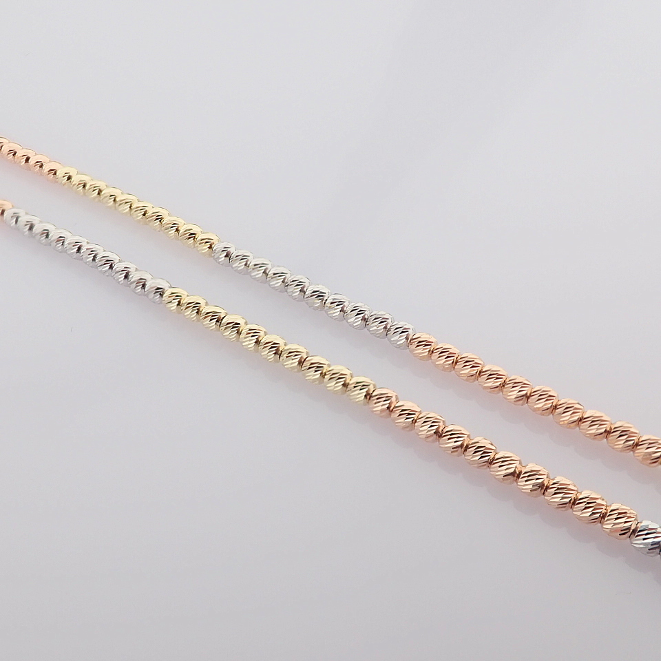 48 cm (18.9 in) Italian Beat Dorica Necklace. In 14K Tri Colour White Yellow and Rosegold - Image 8 of 8