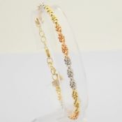 6 cm (2.4 in) Bracelet. In 14K Tri Colour White Yellow and Rosegold